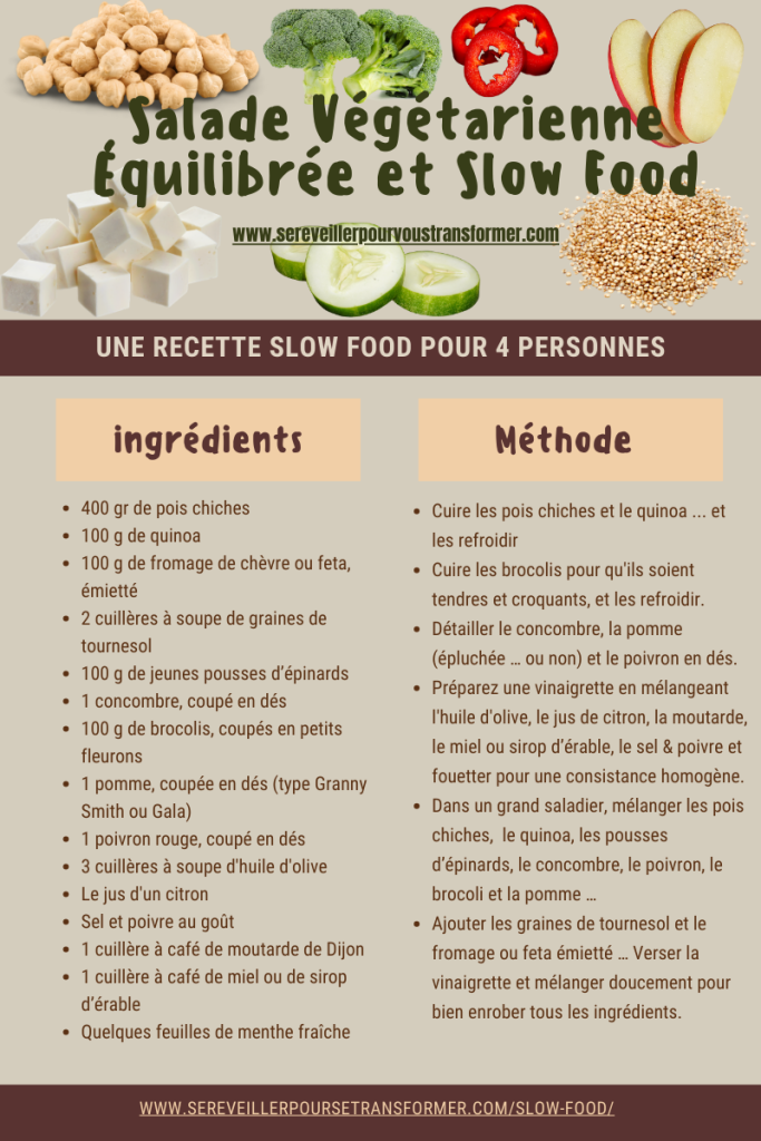 Recette équilibrée, végétarienne et Slow Food