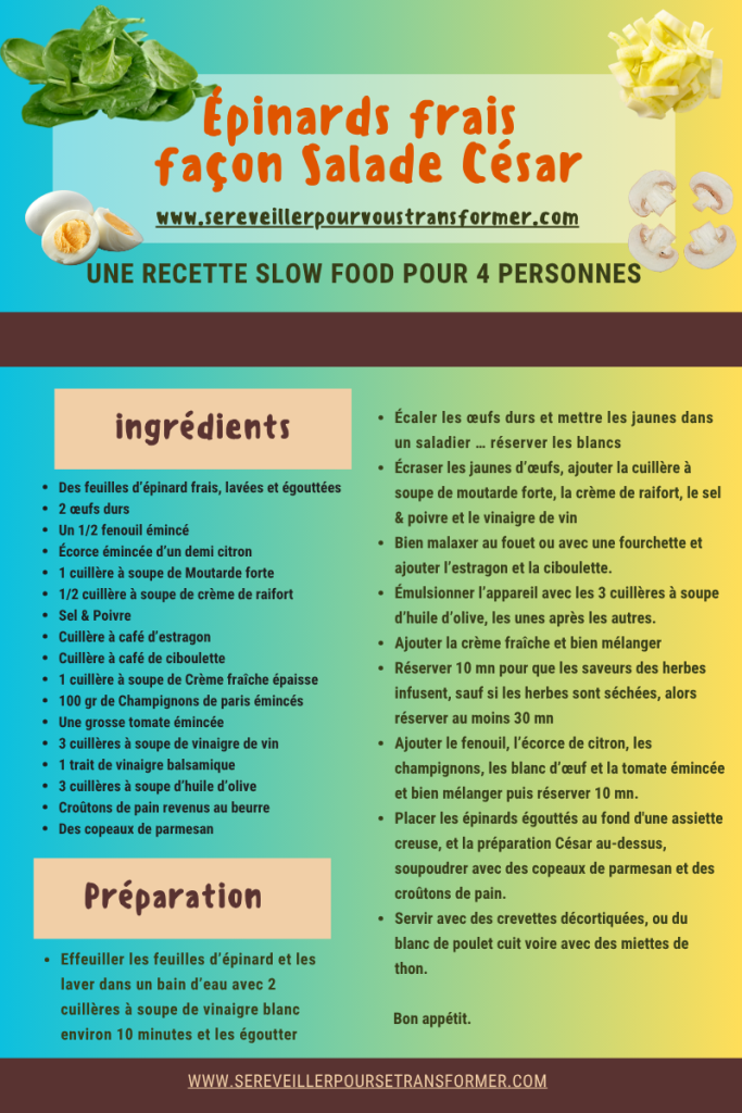 Epinard frais façon Salade César