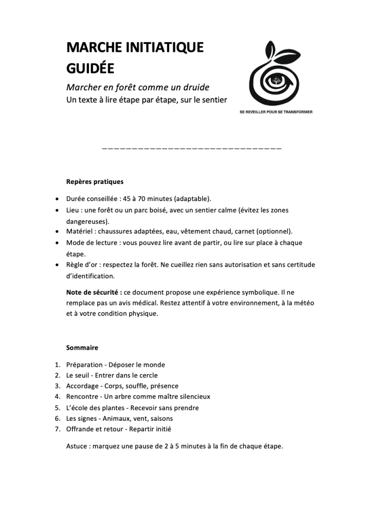marcher comme un druide en forêt